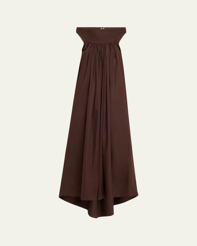 Chalice Cutout Gathered High-Low Gown
